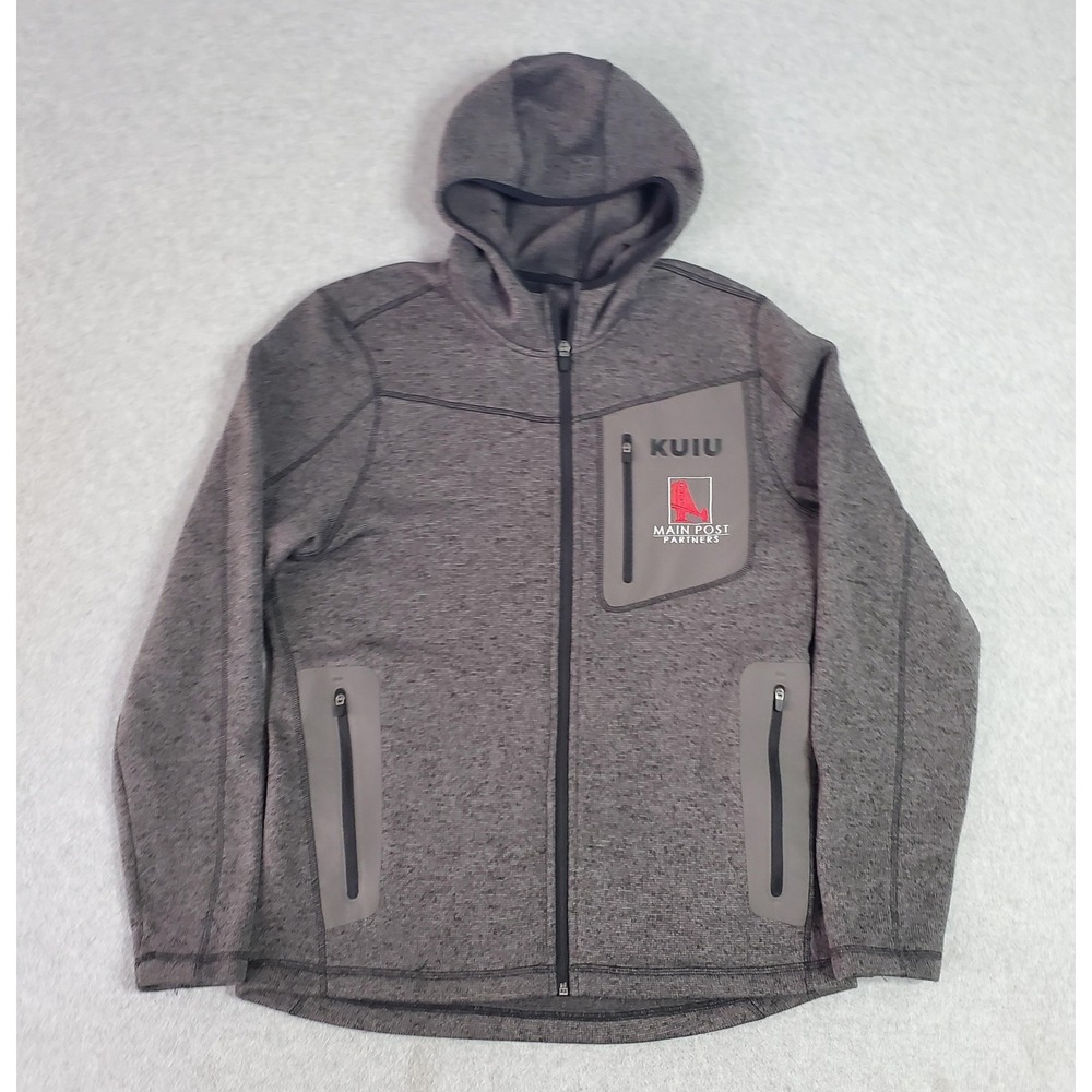 KUIU Base Camp Jacket Mens Medium Gray Hooded Sweater Fleece Full Zip Hiking